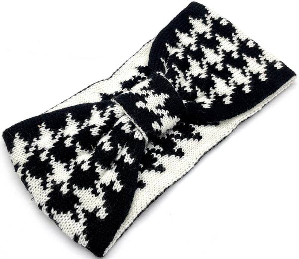 Haarband oor warm band zwart wit one size