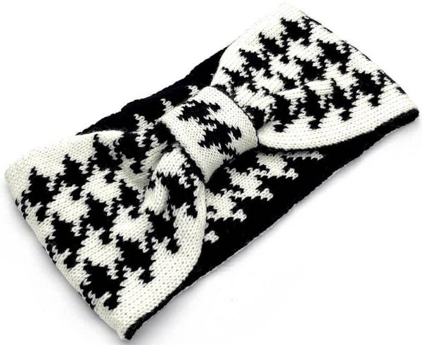 Haarband oor warm band wit zwart one size