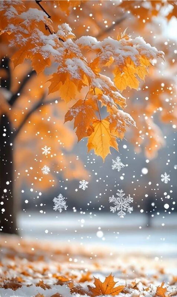 50x40cm Diamond Painting herfst boom in sneeuw (rond) nr 94