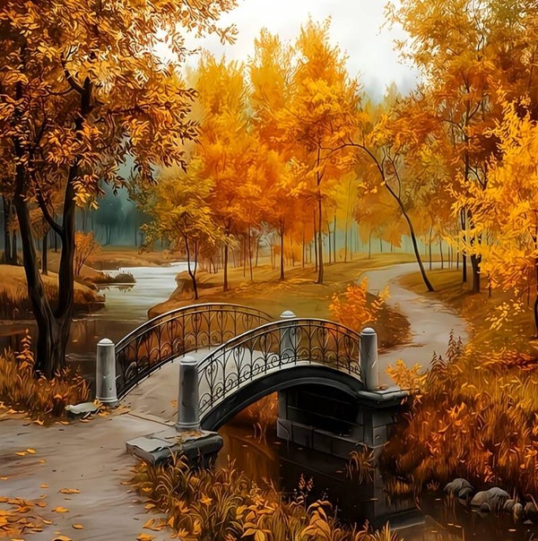 40x40cm Diamond Painting herfst park nr 640