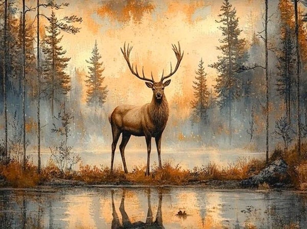 Diamond Painting hertje aan het water (vierkant) nr 183