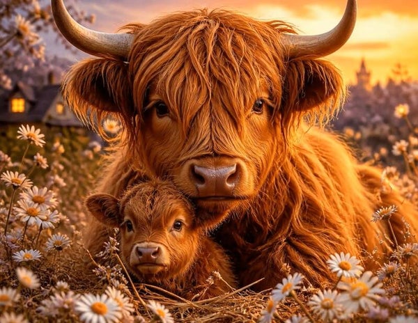 50x40cm Diamond Painting hooglanders (vk) nr 1161