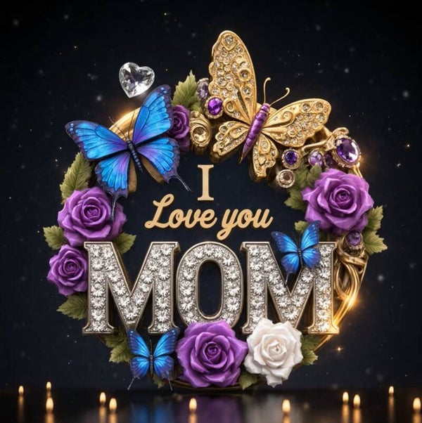 nr 307 Diamond Painting tekst i love you mom 30x30cm