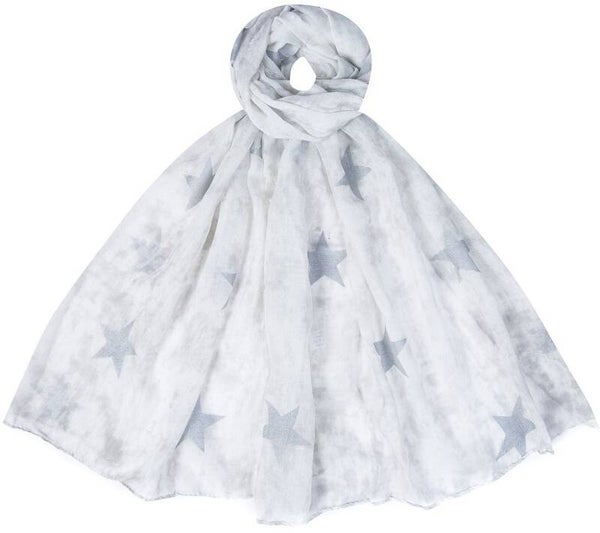 Zomersjaal sterren 180x80cm grijs