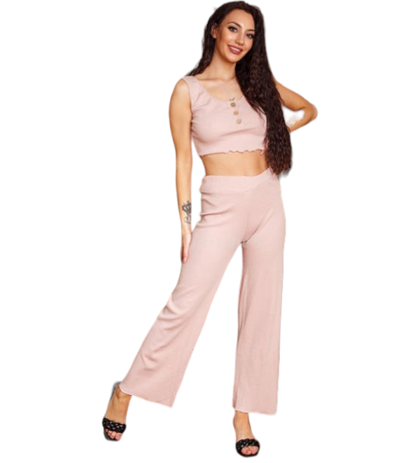 2 delige stretchy set lichtroze one size