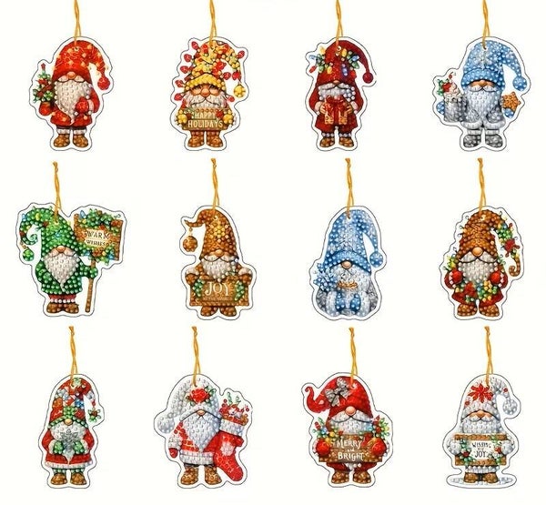 DIamond Painting kerst hangers kabouters 12 stuks nr 2119