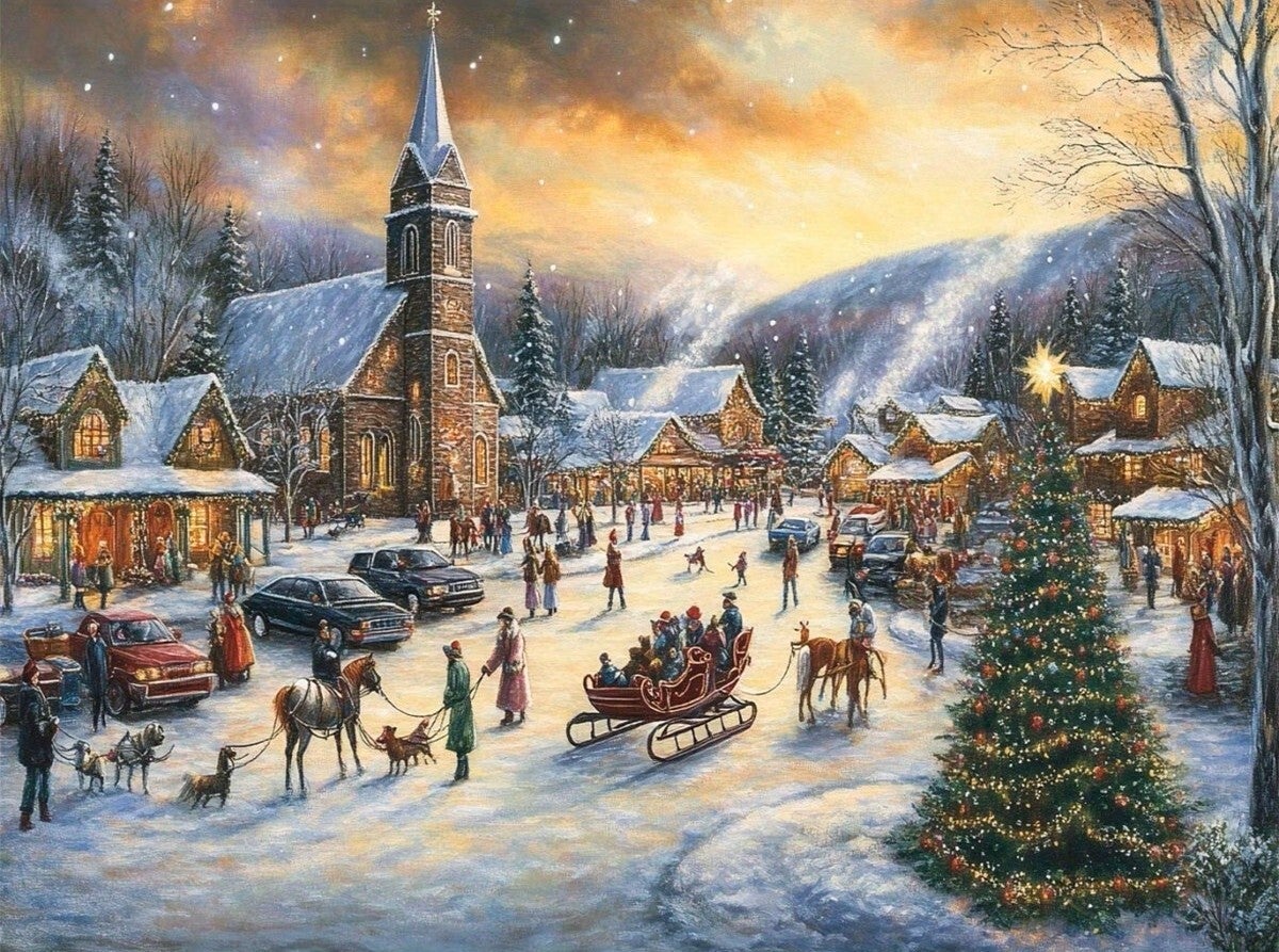 40x30cm Diamond Painting kerst dorp (vierkant) nr 159