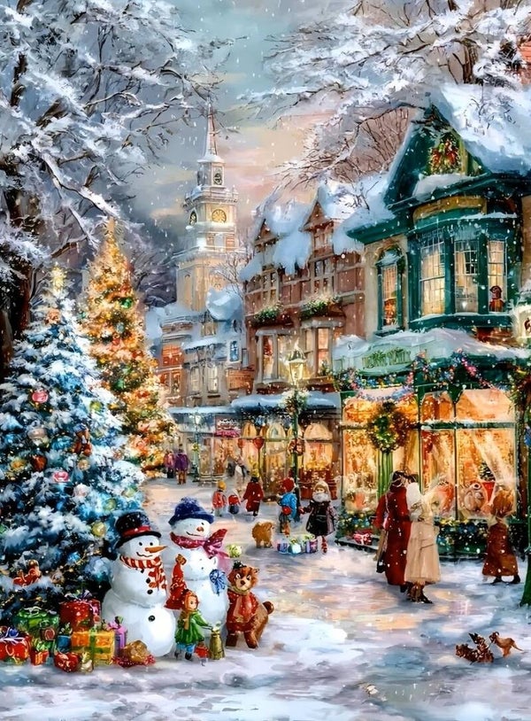 50x40cm Diamond painting kerst dorp (vierkant) nr 57