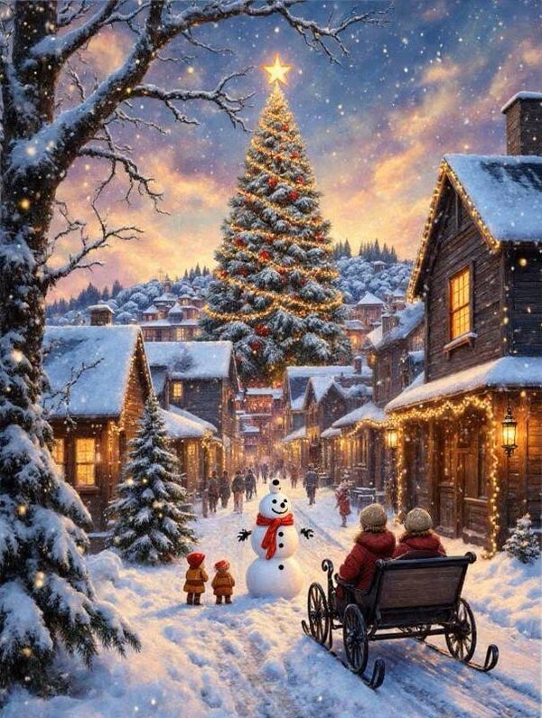 40x30cm Diamond Painting kerst landschap nr 678