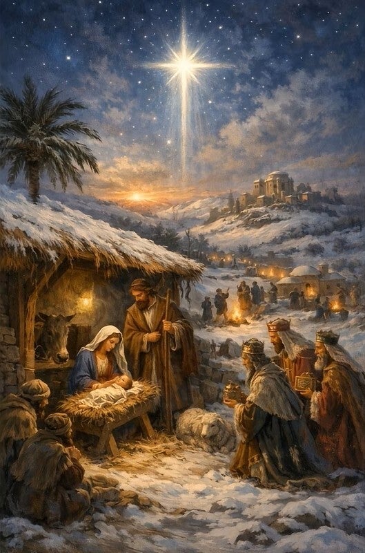 50x40cm Diamond Painting kerst stal (rond) nr 91