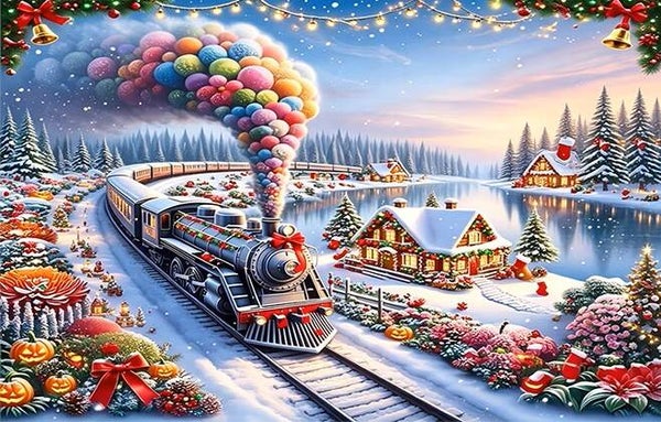 40x30cm Diamond Painting kerst trein nr 680