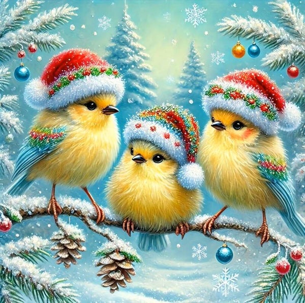 30x30cm Diamond Painting kerst vogels nr 332
