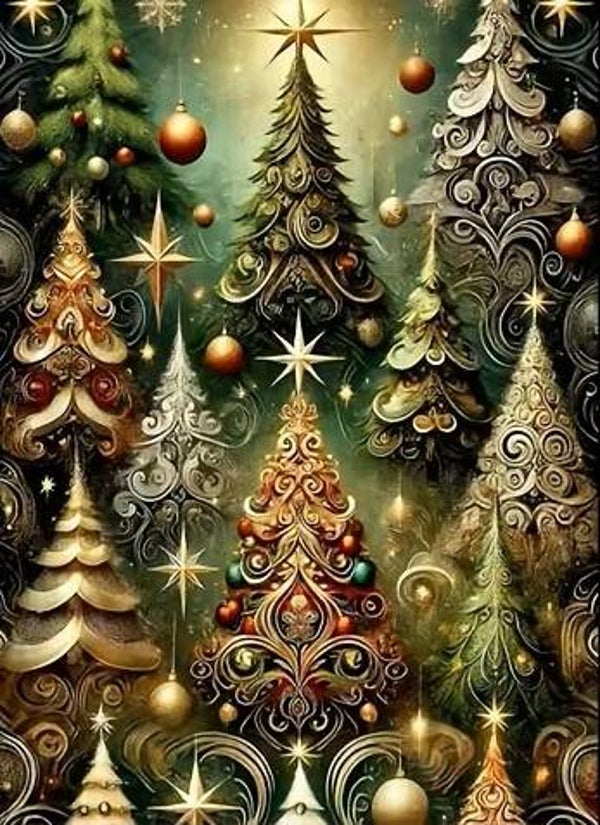 50x40cm Diamond Painting kerstbomen (vierkant) nr 1