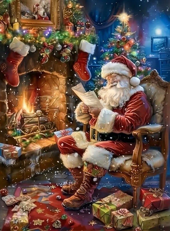 nr 232 Diamond Painting Kerstman 40x30cm (rond)