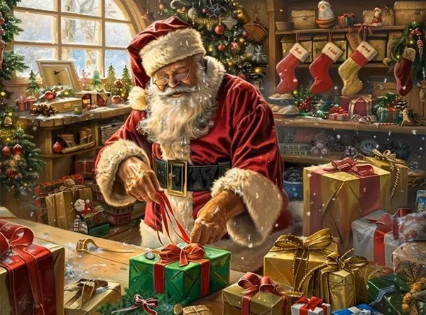 50x40cm Diamond Painting kerstman cadeaus(vierkant) nr 44