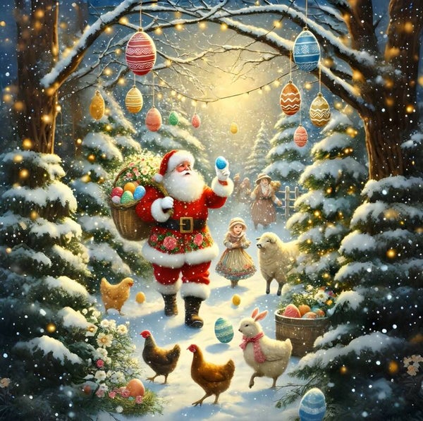 30x30cm Diamond Painting kerstman dieren nr 336