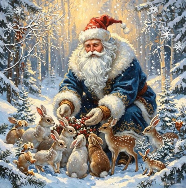 30x30cm Diamond Painting kerstman dieren nr 2403