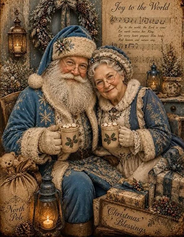 40x30cm Diamond Painting kerstman kerstvrouw nr 682