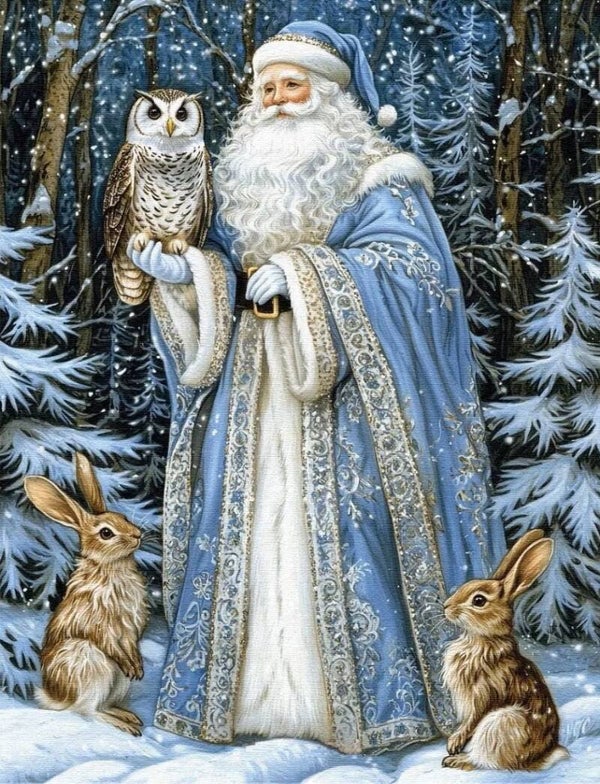 40x50cm Diamond Painting kerstman uil konijnen vierkant) nr 32