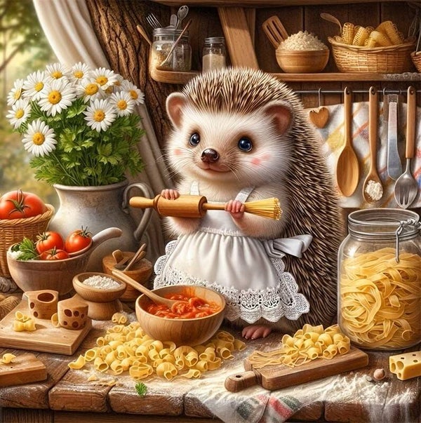 40x40cm Diamond Painting keuken egel nr 584