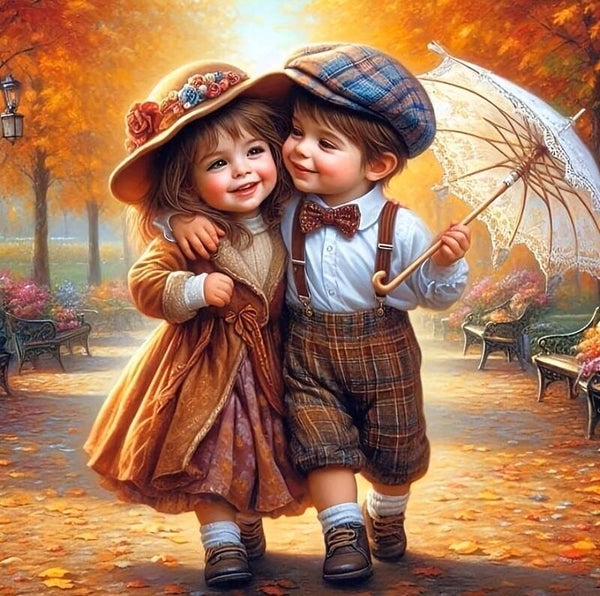 40x40cm Diamond Painting kindjes nr 621