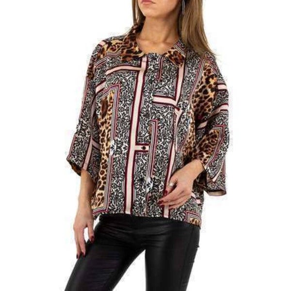 Blouse panterprint bruin rood M/L