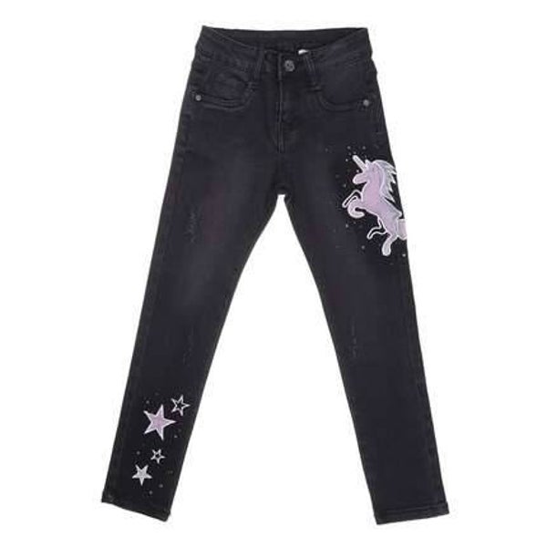 Meisjes stretchy skinny jeans zwart Unicorn 164 - Nieuw