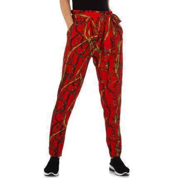 Broek rood met leuke print design S/M