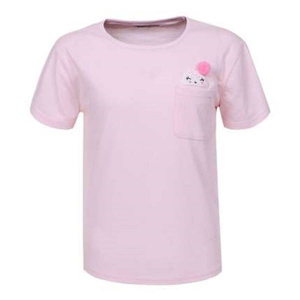 T-shirt gezichtje met bolletje roze 146
