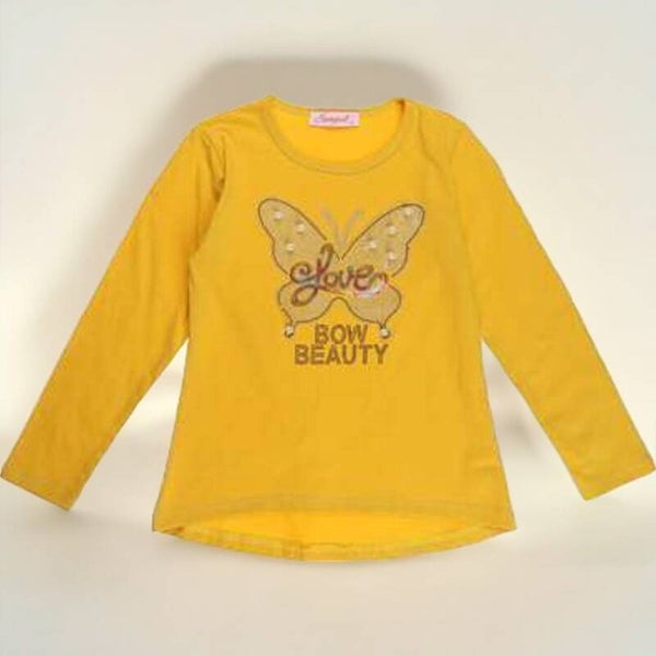 Seagull longsleeve t-shirt okergeel vlinder glitter 170/176