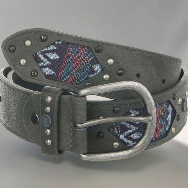 Dames riem met textiel grijs 90cm