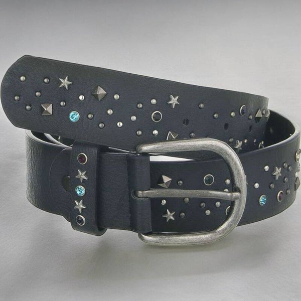 Dames riem glitter en sterren zwart 95cm