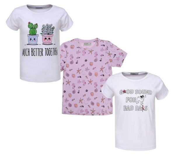 set van 3x Glo-Story meisjes t-shirts 146