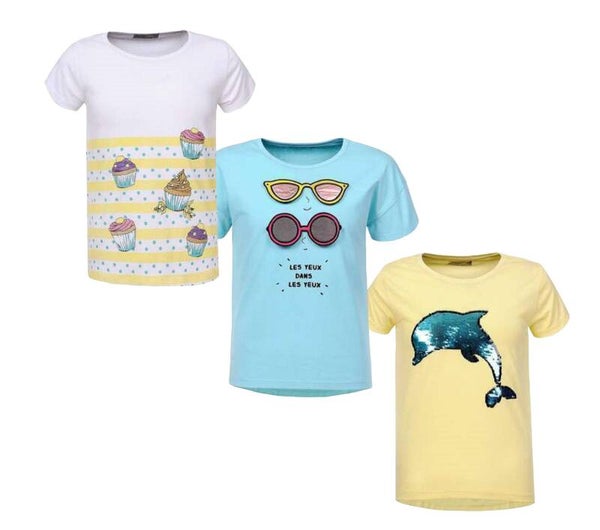 set van 3x Glo-Story meisjes t-shirts 116