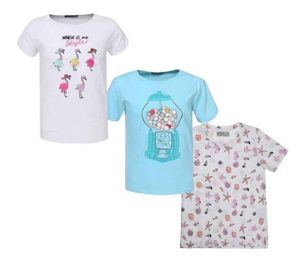 set van 3x Glo-Story meisjes t-shirts 116