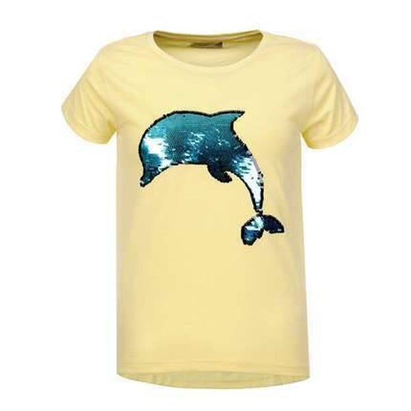 T-shirt geel dolfijn glitter 110