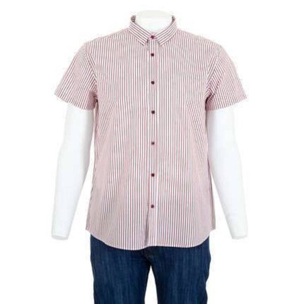 Slim-fit overhemd rood gestreept 4XL
