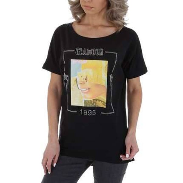 T-shirt 1995 zwart glamour glitter one size