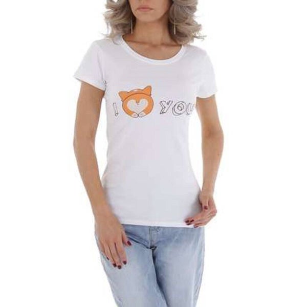 T-shirt I love you wit oranje M