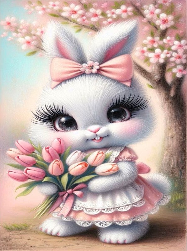 nr 397 Diamond Painting konijn 30x20cm (rond)