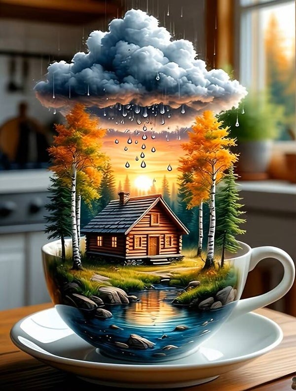 nr 267 Diamond Painting kopje landschap 40x30cm (rond)