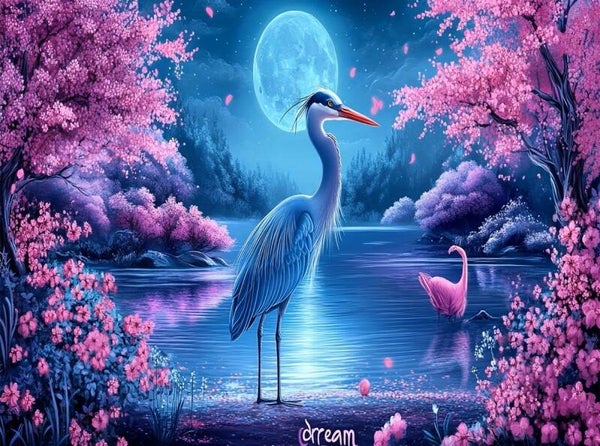 40x30cm Diamond Painting kraanvogel (vierkant) nr 151