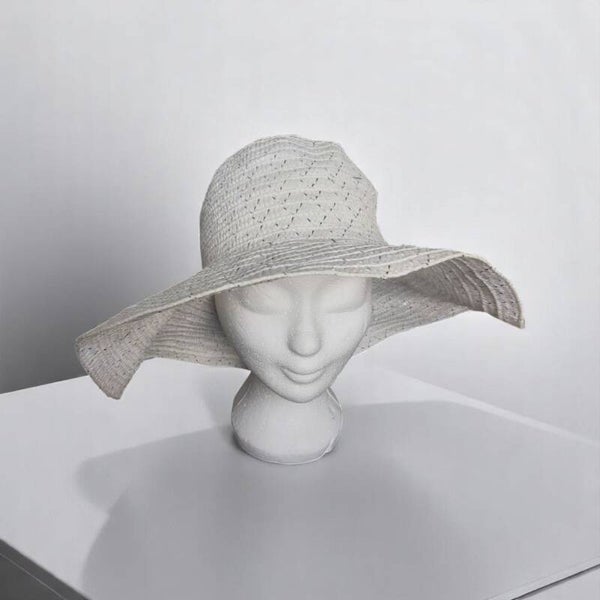 zomer hoed wit met zilveren glitter one size