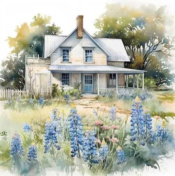 nr 339 Diamond Painting landelijk huis 30x30cm