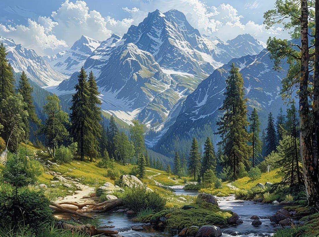 50x40cm Diamond Painting landschap bergen (vierkant) nr 25