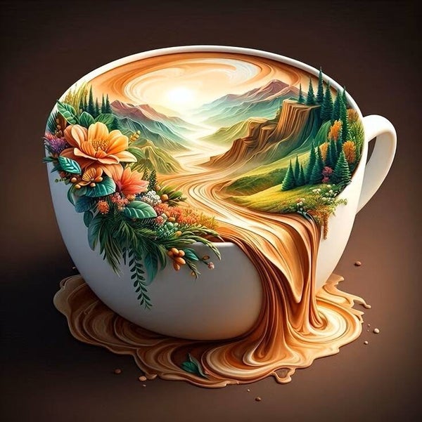 30x30cm Diamond Painting landschap koffie nr 352