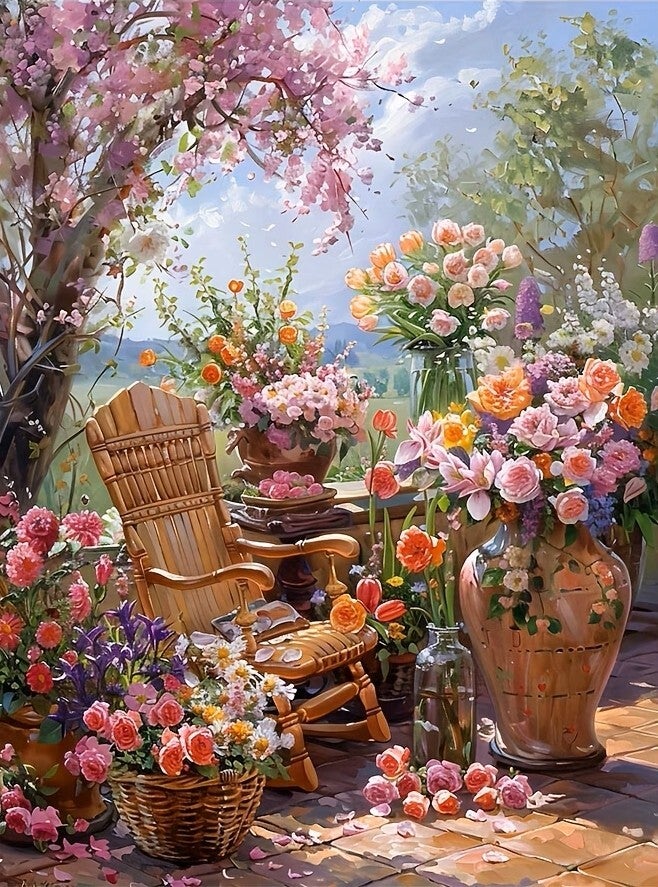 30x20cm Diamond Painting lente tuin nr 414