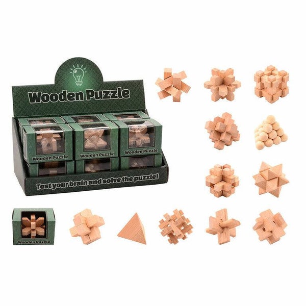 Set van 12 houten IQ puzzels echte hersenkrakers / breinbrekers