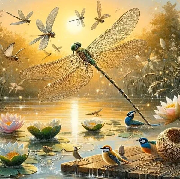 30x30cm Diamond Painting libelle vogels nr 346