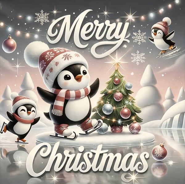 30x30cm Diamond Painting kerst pinguins nr 331